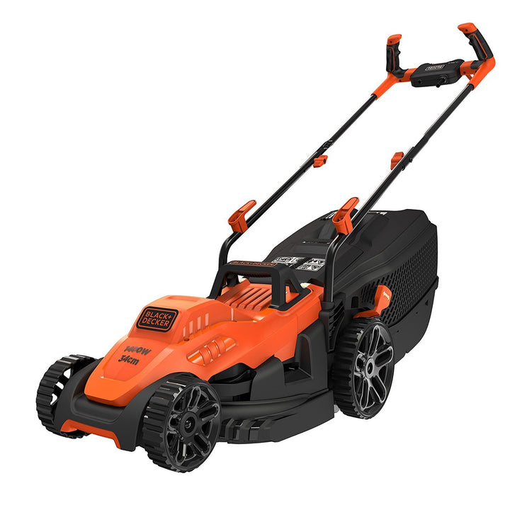 Black+Decker Elektro-Rasenmäher mit Fahrradlenker-Griff (1.400W, 34cm Schnittbreite, 6-fach Höhenver