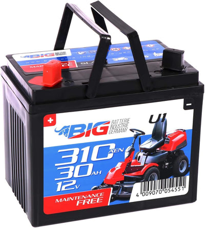 BIG U1 Garden Power Rasentraktor-Batterie 12V 30Ah 310A Starterbatterie für Aufsitzmäher wartungsfre