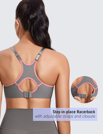 SYROKAN Damen Sport BH Starker Halt- Bügel Push Up Ringerrücken Gepolstert Fitness BH 70B Mehrfarbig