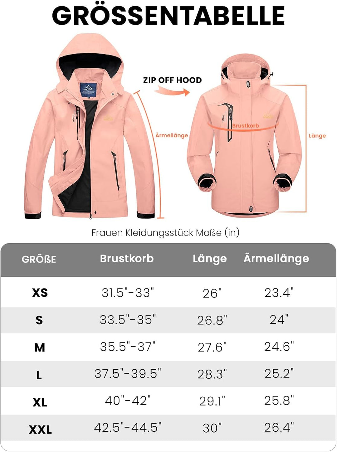 donhobo Damen Wanderjacke Outdoor Jacke Leichte Übergangsjacke Winddichte Jacke Wasserdicht Regenjac