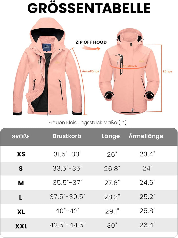 donhobo Damen Wanderjacke Outdoor Jacke Leichte Übergangsjacke Winddichte Jacke Wasserdicht Regenjac
