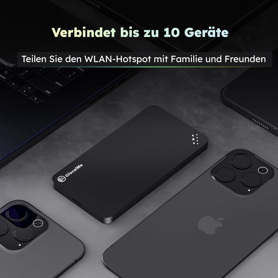 GlocalMe U3 4G LTE Mobiler WLAN Router, MIFI mit 1GB globalen Daten und 8GB EU Daten, Keine SIM-Kart
