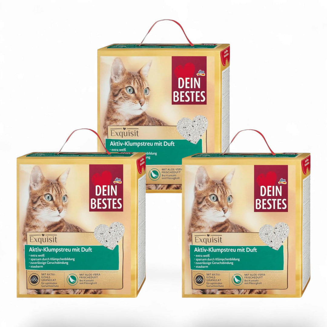 Katzenstreu Aktiv-Klumpstreu mit Aloe Vera Duft - Exquisit - (3 x 6 l)
