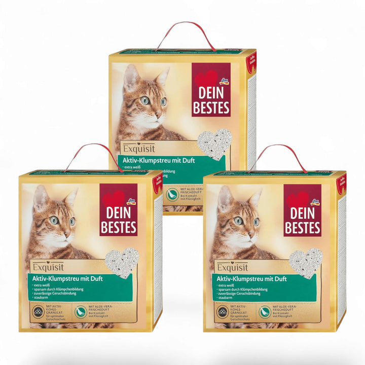 Katzenstreu Aktiv-Klumpstreu mit Aloe Vera Duft - Exquisit - (3 x 6 l)