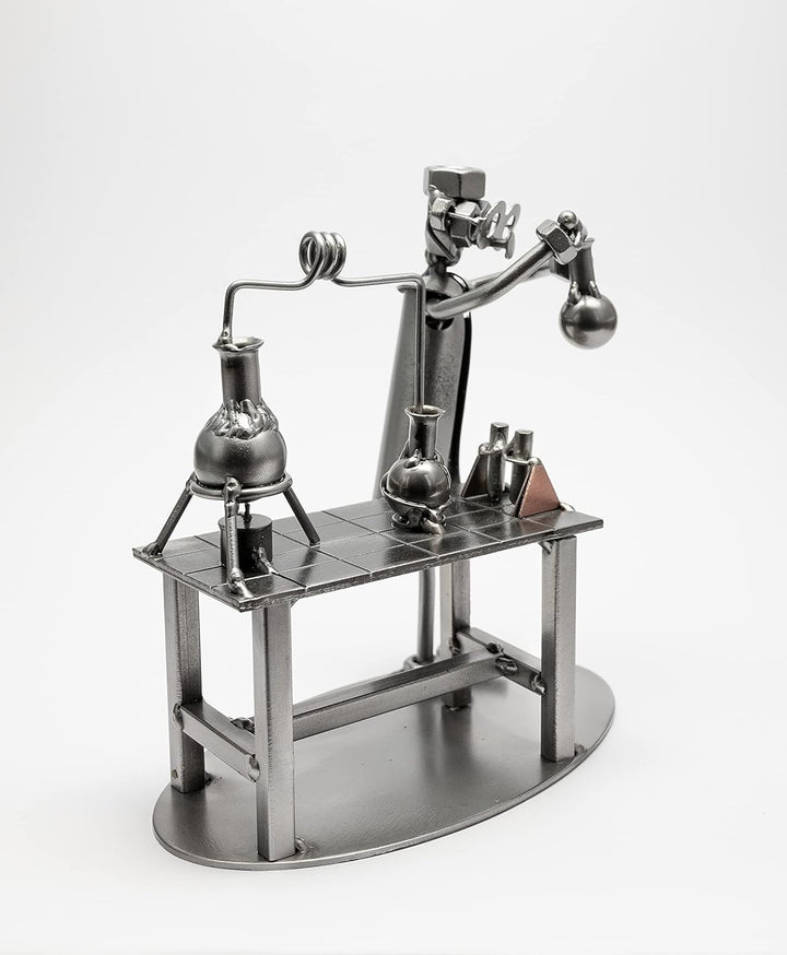 STEEMO Schraubenmännchen Chemiker Labor Laborant Geschenk Metall-Deko 18x10x18 cm