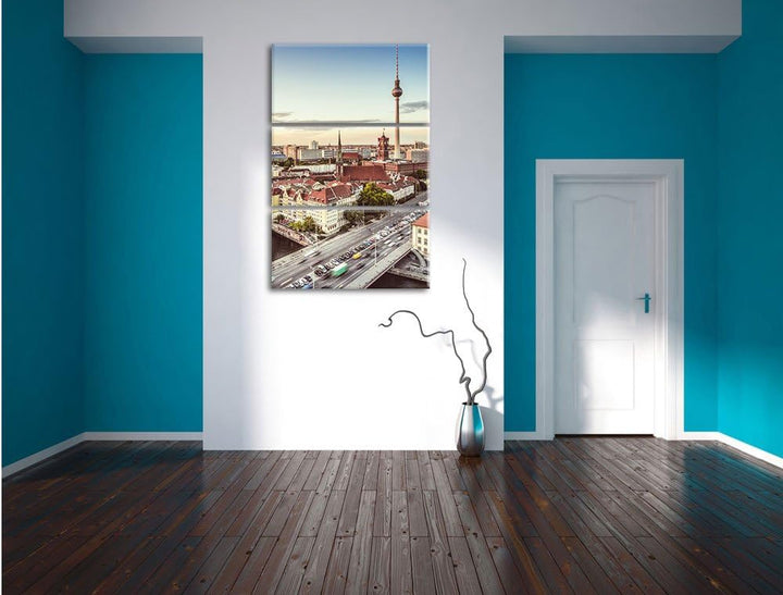 Pixxprint Skyline von Berlin als Leinwandbild/Grösse: 3 Teilig (120x80) cm/Wandbild/Kunstdruck/ferti