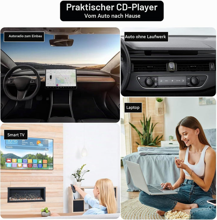 CD Player für Auto mit USB Anschluss,Universell Tragbarer Externer CD/DVD-Dish Box Player Fürs Auto,
