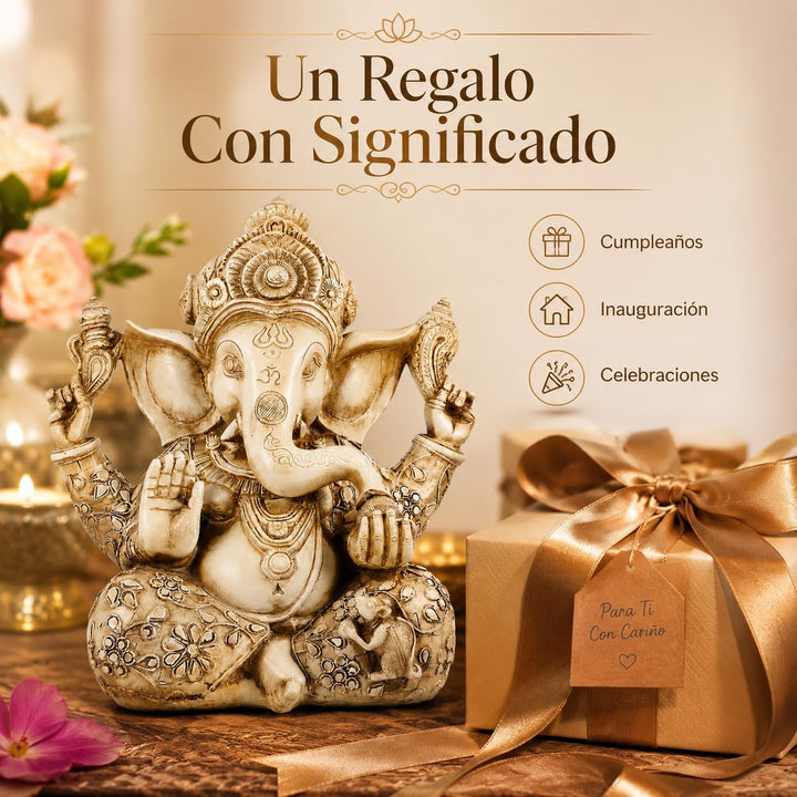 DOITOOL Hindu-Gott Ganesha Idol Statue Indischer Elefant Buddha Ganesha Skulptur 26,5 x 30,5 cm Sege