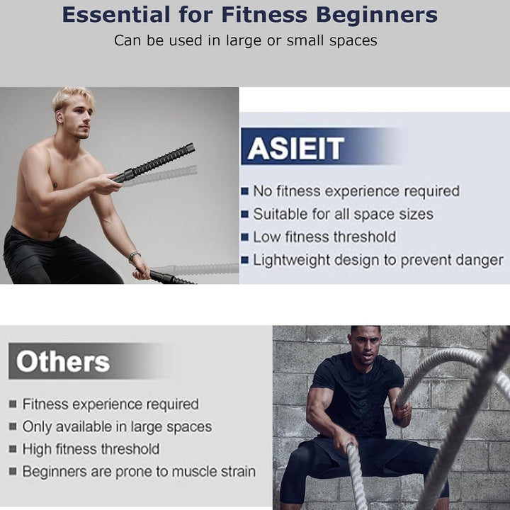 Kabellose Battle Ropes Tragbar, Cordless Battle Ropes Schwer & Robust, Portable Fitnessseil Mit Anti