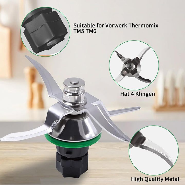 Messer für Vorwerk Thermomix TM5 TM6, Messer für Thermomix Küchenmaschine Mixmesser Edelstahl, inkl