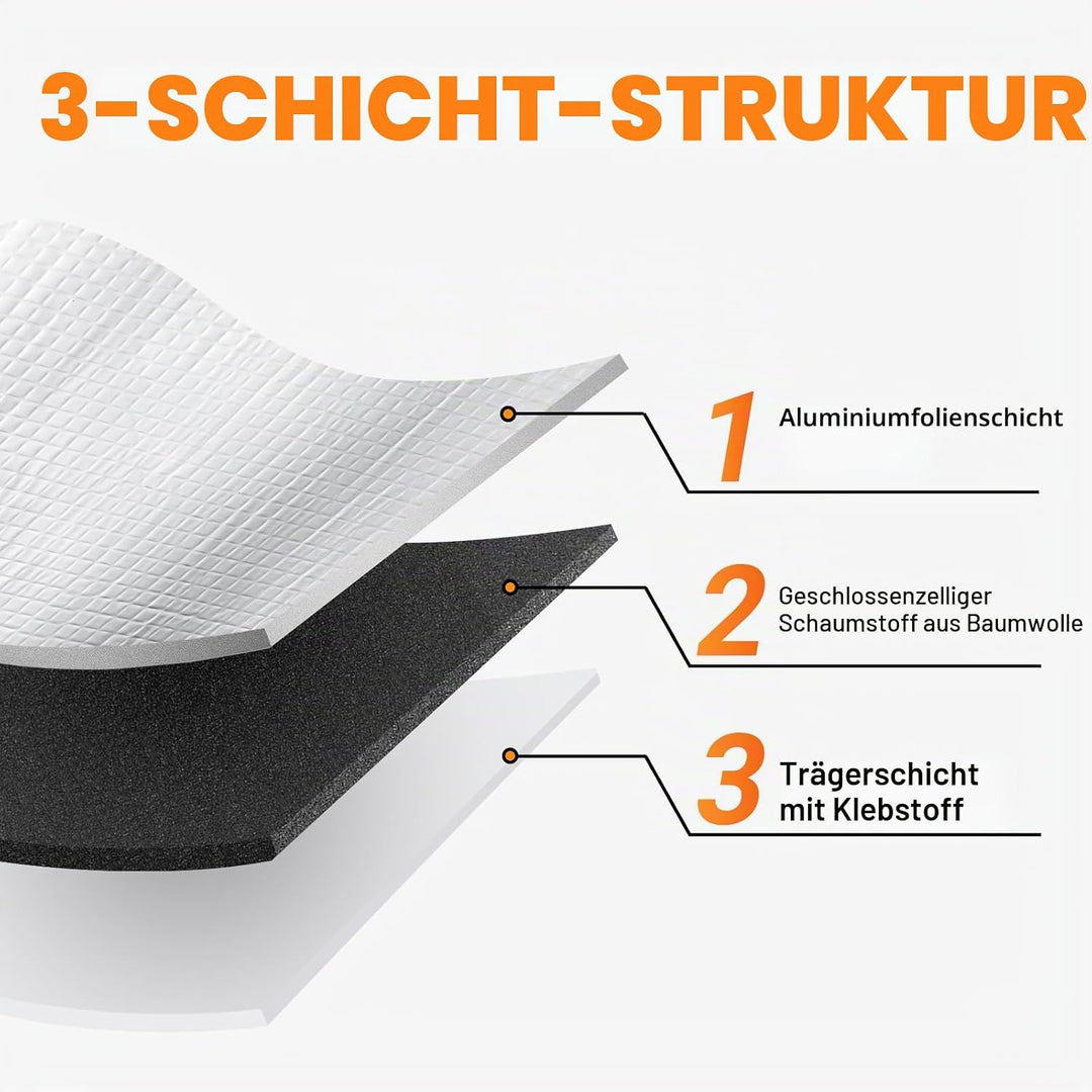 Selbstklebend Dämmmatten 10mm/200x50cm=1m² Schallschutzmatte Dämmung Isolierung Schallschutz Feuchti