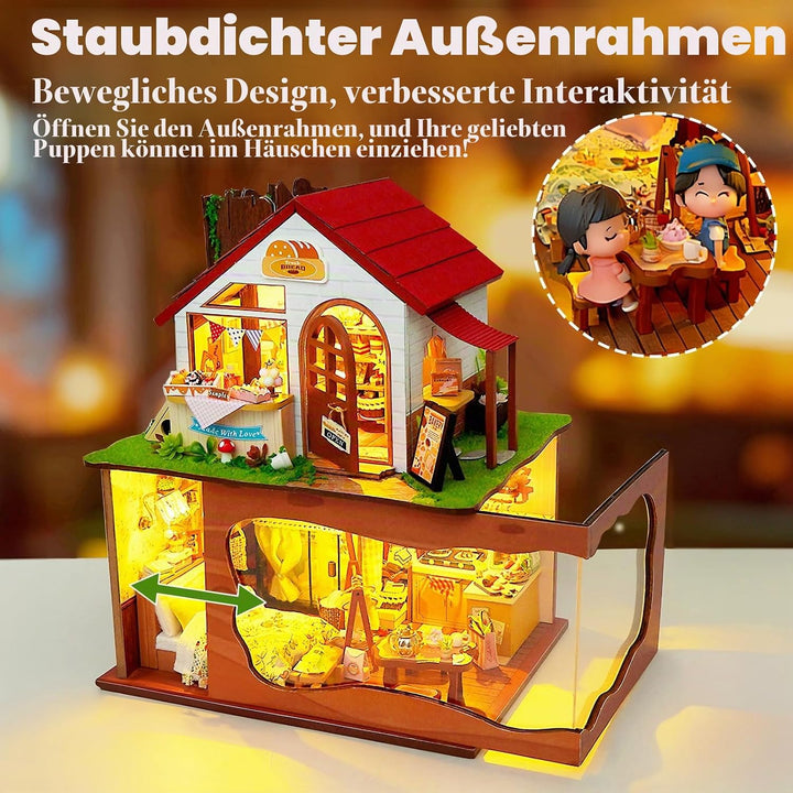 Cuteefun DIY Miniatur Puppenhaus Kit zum BAU Miniatur Haus mit Staubschutzhaube und Werkzeugen Selbe