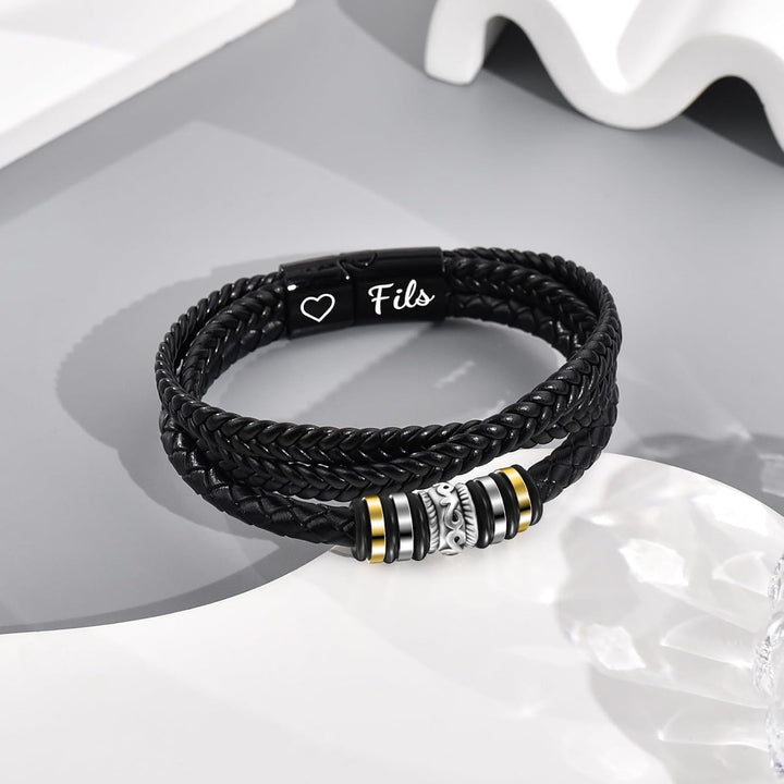 CheersLife Geschenk für Sohn Lederarmband Herren An Meinen Sohn Armband für Sohn 18. Geburtstag Jung