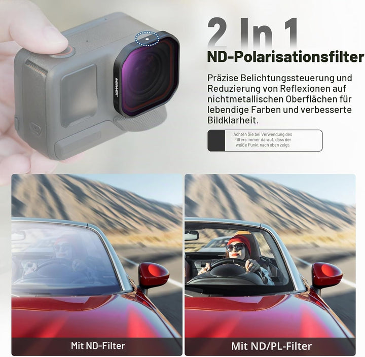 NEEWER 4er Pack ND/PL Filter Kompatibel mit Insta360 Ace Pro 2, ND8/PL+ND16/PL+ND32/PL+ND64/PL Grauf