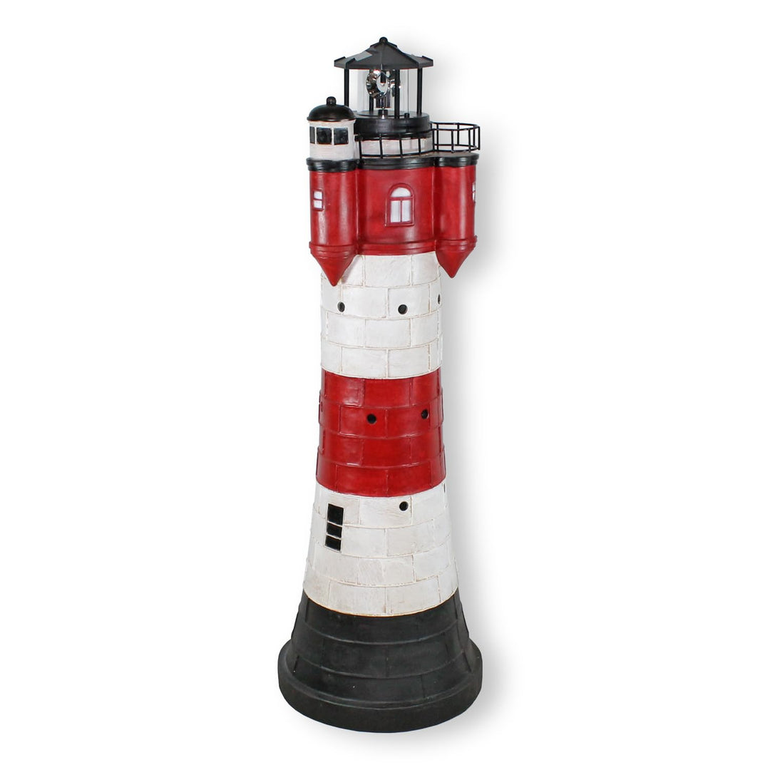 Leuchtturm Roter Sand mit Solar Beleuchtung Rundum Leuchtfeuer Maritime Deko Gartendeko Deko Leuchtt