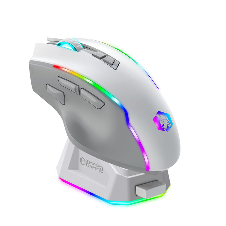 EMPIRE GAMING RF908 – kabellose Maus, wiederaufladbar, magnetische Ladestation, RGB – 10.000 dpi, 8