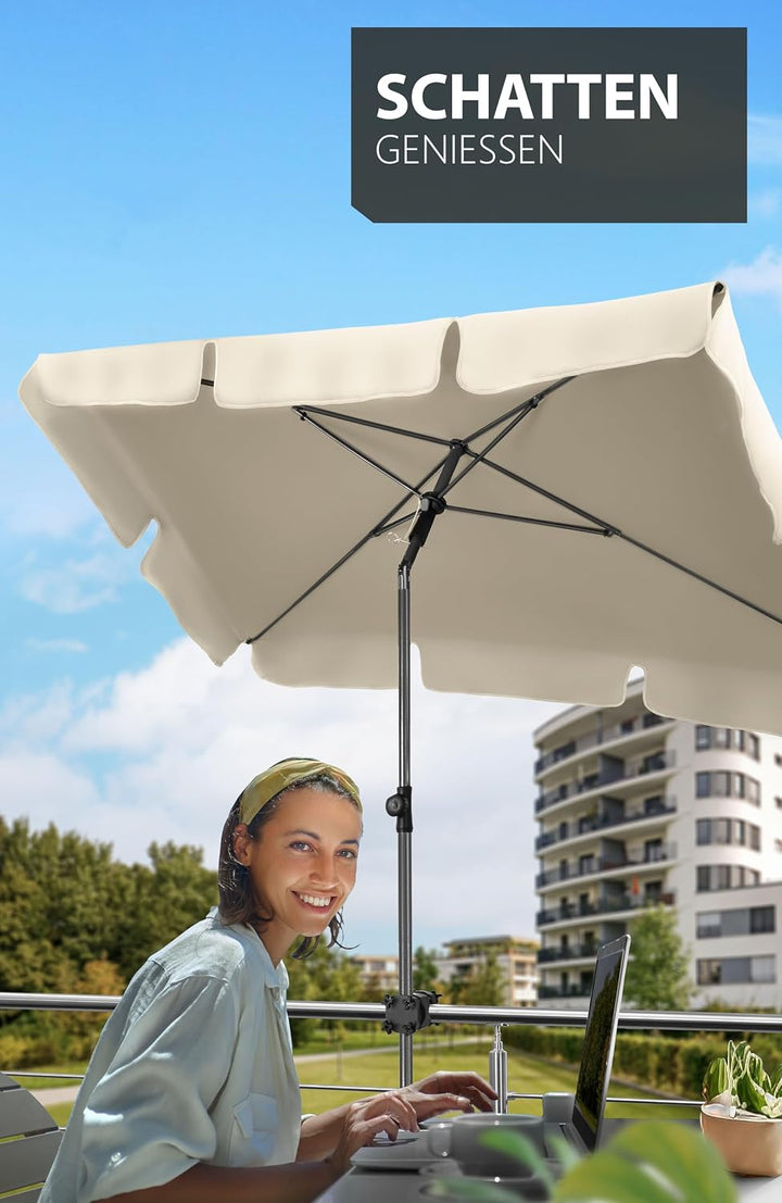 4smile Sonnenschirm Balkon SunnyShade, Beige - 3-in-1 SET Sonnenschutz Balkon - UPF 50+ Sonnenschirm