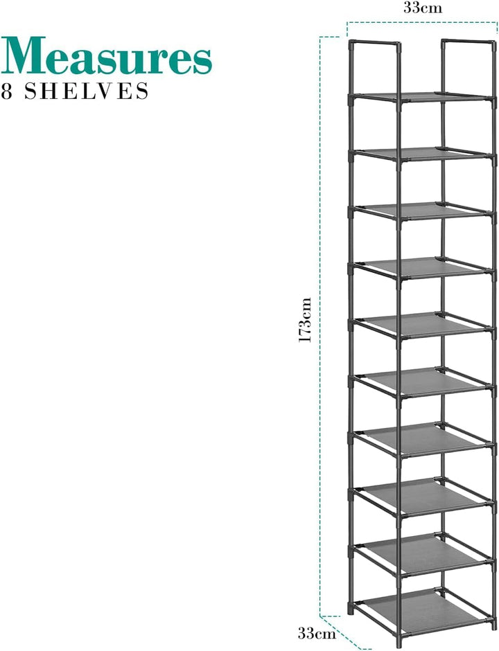 edihome, Schuhregal, 10 Ebenen, (33 x 33 x 173 cm), Schuhschrank Schmal, Schmale und hohe Schuhregal