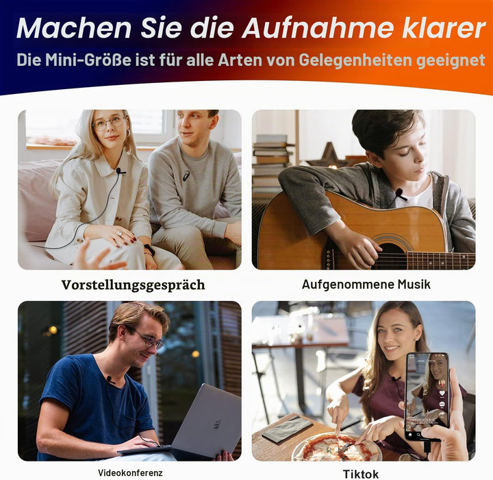 Daffodil MCP150 Lavalier Mikrofon USB C Omnidirektionales Ansteck-Mikrofon mit Befestigungsclip, ide