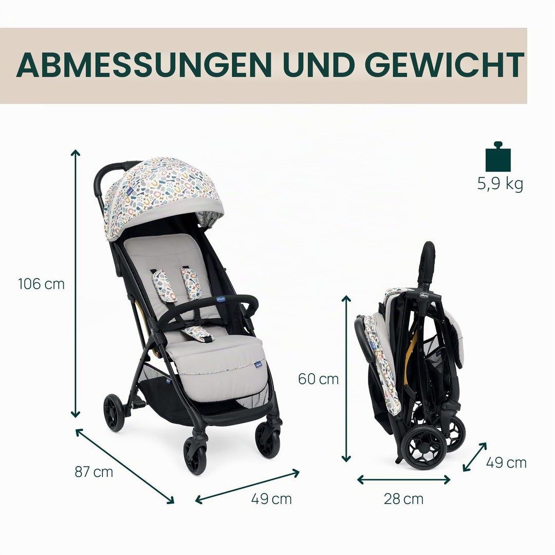 Chicco Glee leichter Kinderwagen, Buggy, praktisch und leicht, automatischer Schliessmechanismus, br