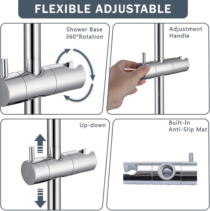DETBOM Edelstahl Duschstange 90cm,Brausestange mit Duschkopfhalterung 360°Drehbar und Verstellbar,Br