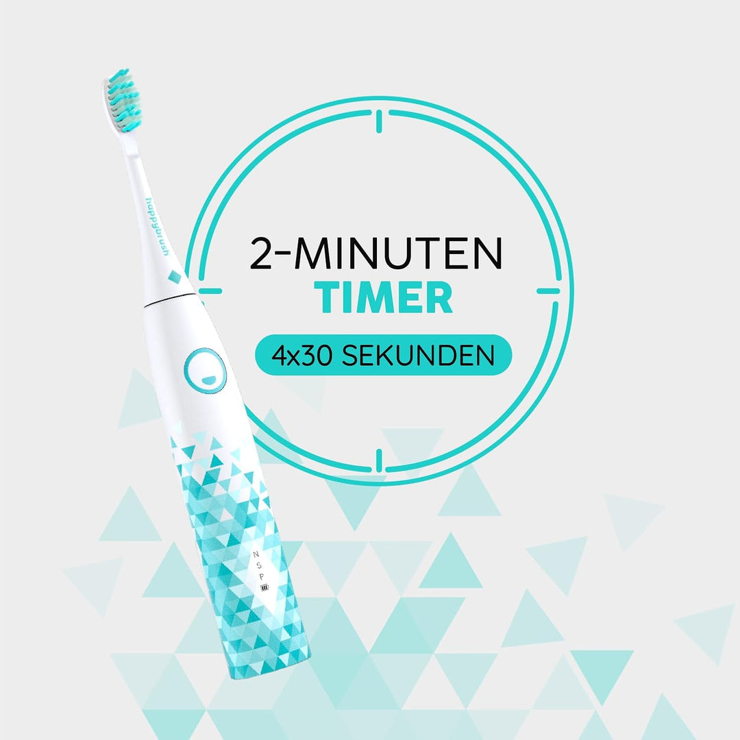 happybrush® Elektrische Schall-Zahnbürste Eco VIBE 3 - Nachhaltige Zahnbürste mit 6 Wochen Power-Akk