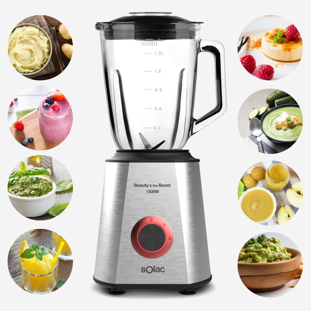 Solac BV5728 Die Schöne und das Biest 1500 - Glasmixer, 1500W, 6 Edelstahlklingen, 2 Geschwindigkeit