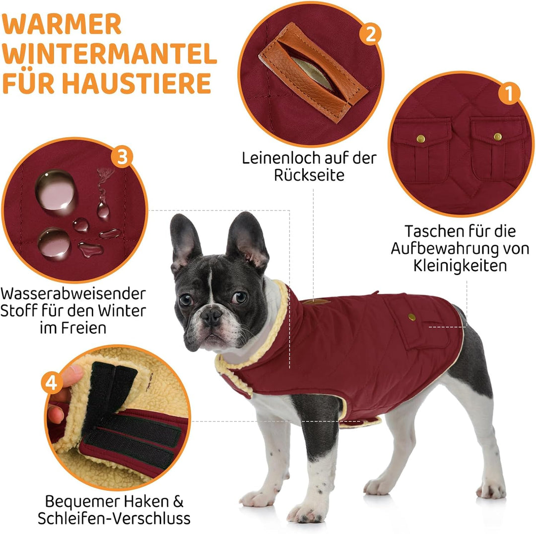 Queenmore Wintermantel Hund Wasserdicht Hundemantel Winter Mittelgrosse Hunde Warme Fleecemantel Hun