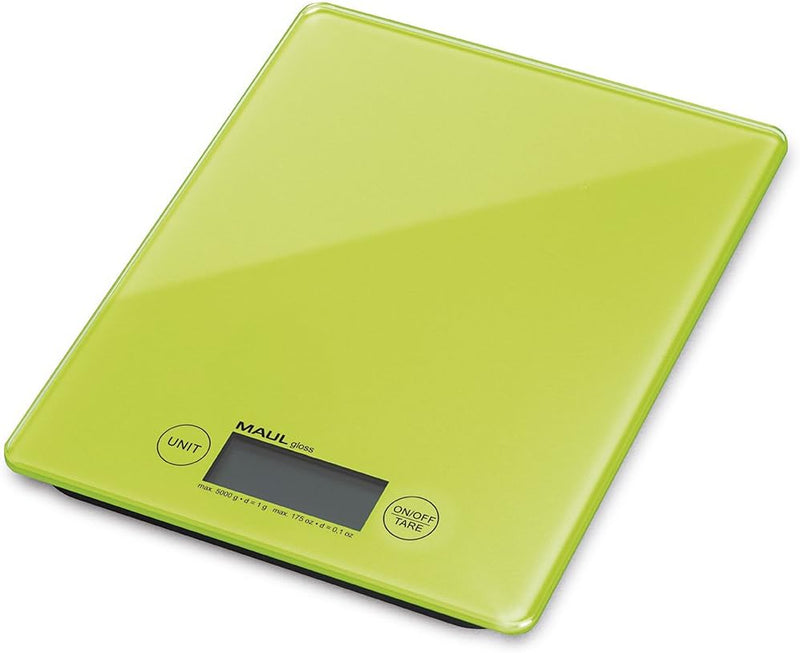 Digitale Küchenwaage/Briefwaage MAULgloss, hellgrün, 5KG, Glasoberfläche, Hellgrün