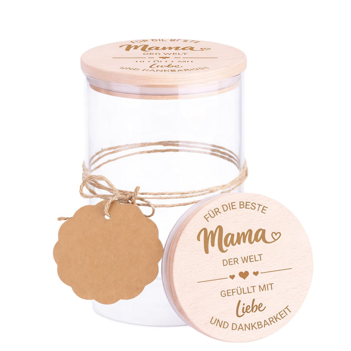 Mama Geschenk, Glasdose mit Holzdeckel 800ml, Mama Geburtstagsgeschenk, Muttertagsgeschenk, Geschenk