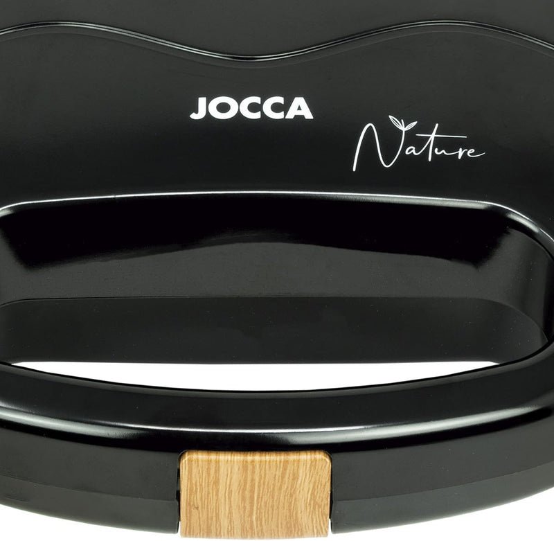 JOCCA Sandwichtoaster für 2 Scheiben, Nature-Linie / antihaftbeschichtete Grillplatten / Leuchtindik