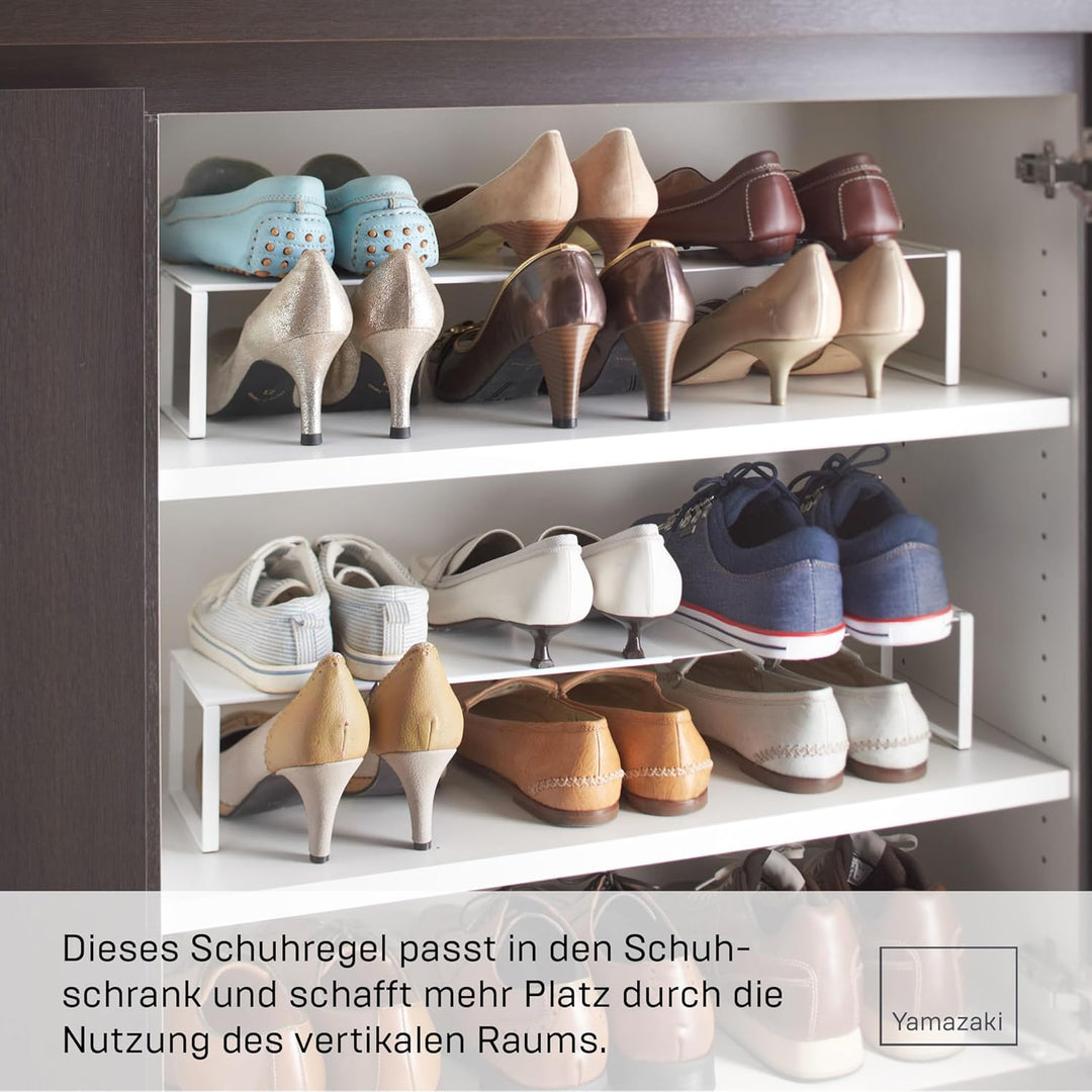 Yamazaki 2572 FRAME Schuhablage, weiss, Stahl, Minimalistisches Design, 34～60 x 12 x 10 cm (LxBxH),