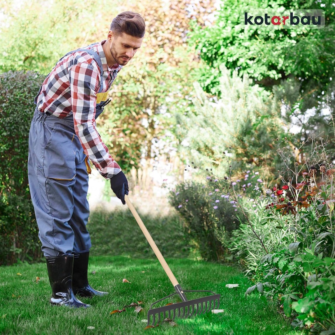KOTARBAU® Laubrechen - 46 cm - Metall Rechen für Gras &amp; Laub - ohne Holzstiel - Gartenrechen - Rasen