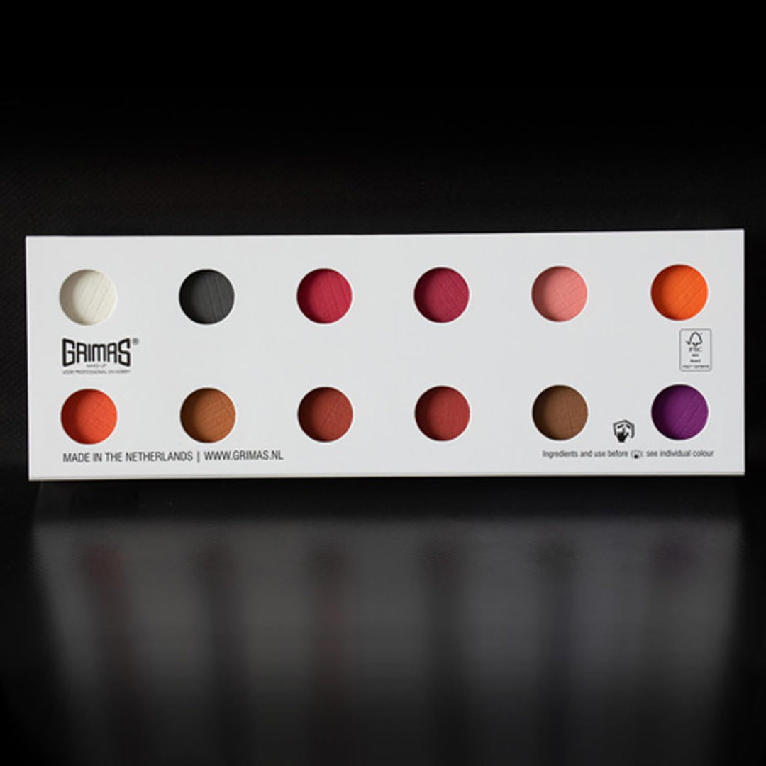 Grimas Eyeshadow/Rouge, 12-Colour-Palette, Rb, RB
