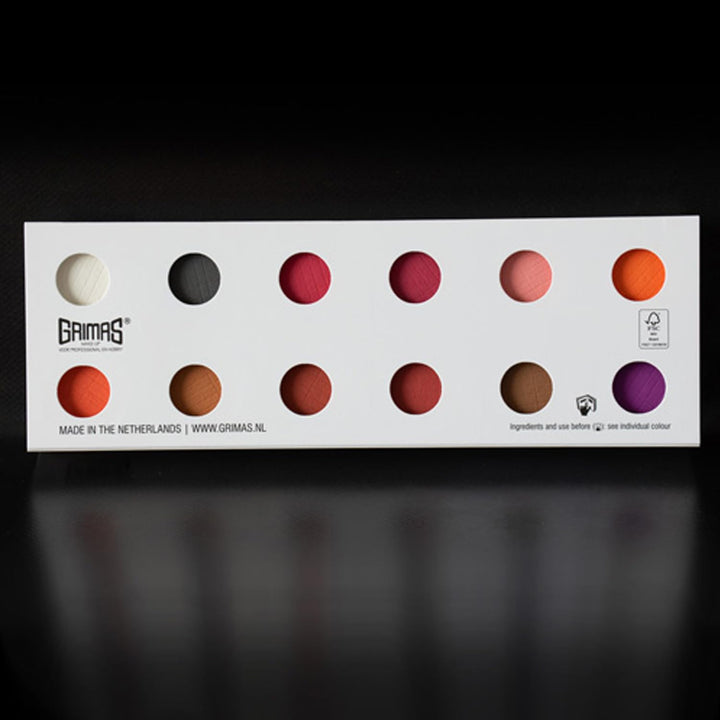 Grimas Eyeshadow/Rouge, 12-Colour-Palette, Rb, RB