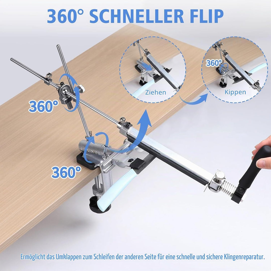 14Pcs Messerschärfer Profi Knife Sharpener mit Aufbewahrungsbox Messerschleifer 360° Flip Drehung Me
