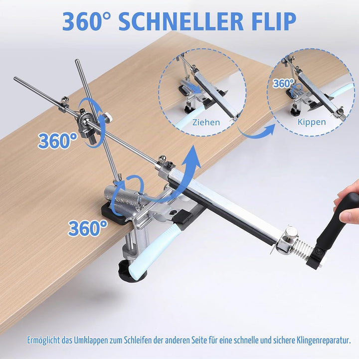 14Pcs Messerschärfer Profi Knife Sharpener mit Aufbewahrungsbox Messerschleifer 360° Flip Drehung Me