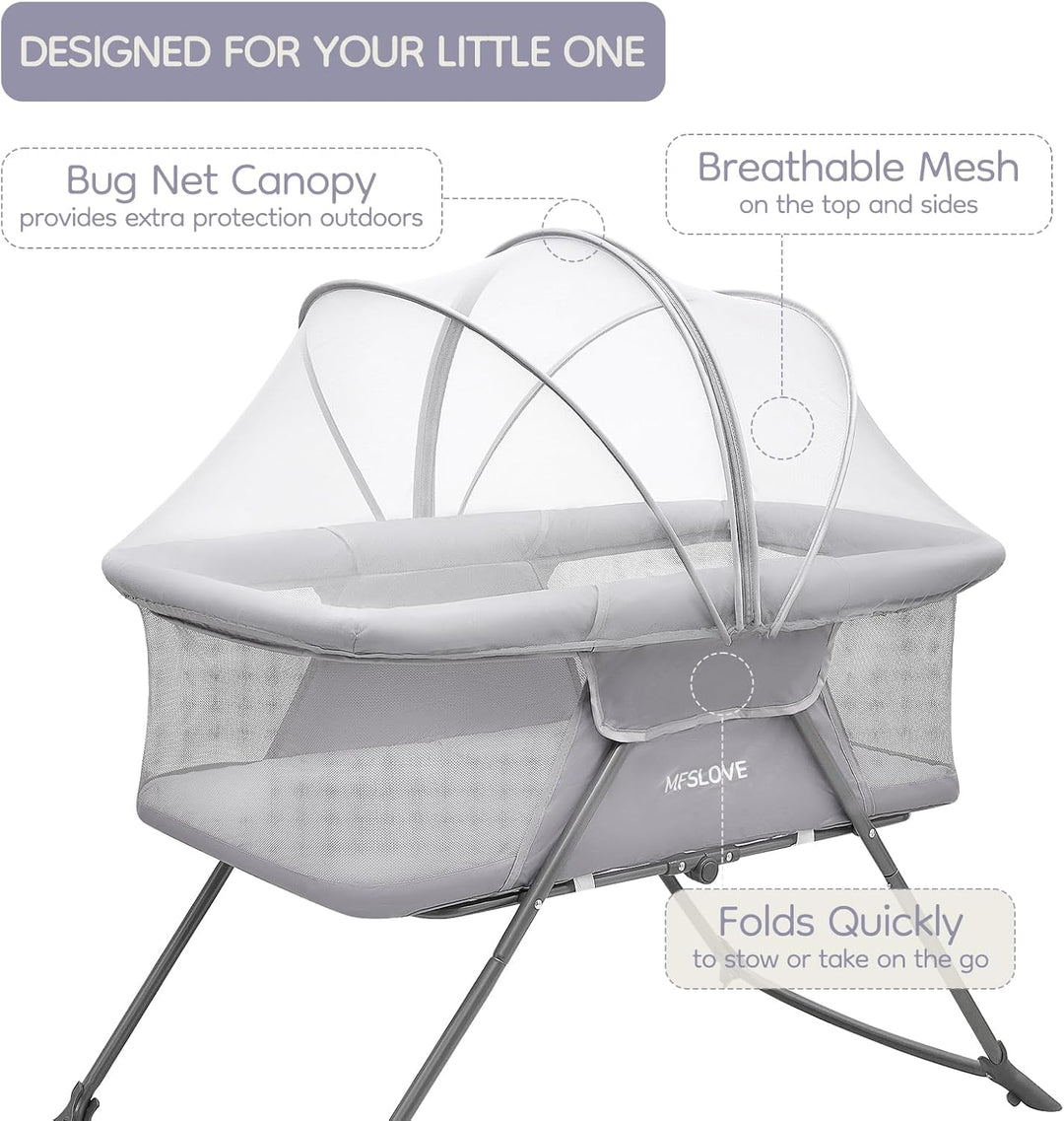 Faltbares Babybett mit Moskitonetz, Babybett, Reisebett, Geschenk für Baby und Neugeborene