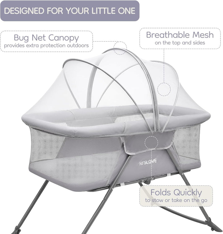 Faltbares Babybett mit Moskitonetz, Babybett, Reisebett, Geschenk für Baby und Neugeborene