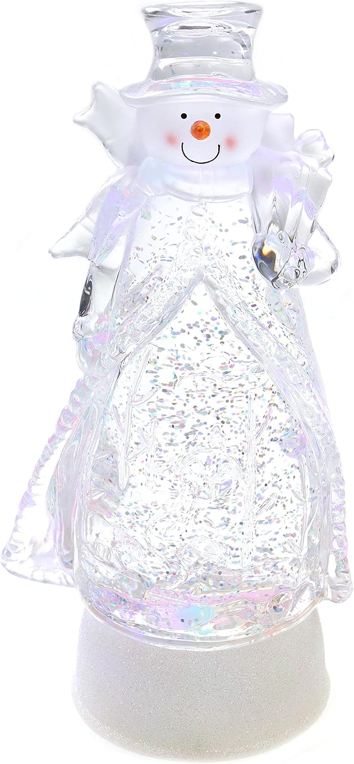 Schneekugel mit bunter Regenbogen LED Beleuchtung & Glitzerantrieb 12,5 * 9,5 * 26,5 cm als Weihnach