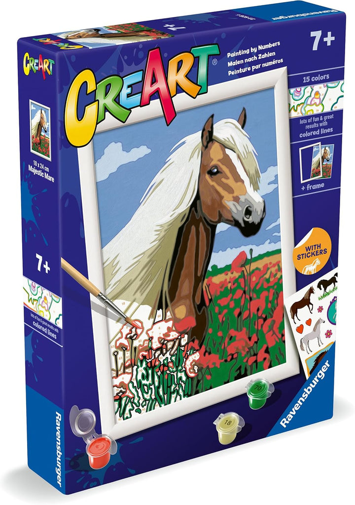 Ravensburger CreArt D Classic: Haflinger Pferd, Malset nach Zahlen, enthält ein vorgedrucktes Brett,