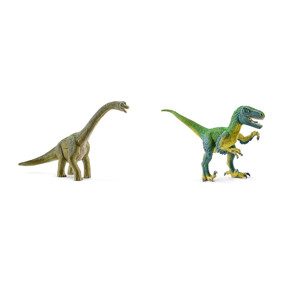SCHLEICH 14581 Brachiosaurus, für Kinder ab 5-12 Jahren, Dinosaurs - Spielfigur & 14585 Velociraptor