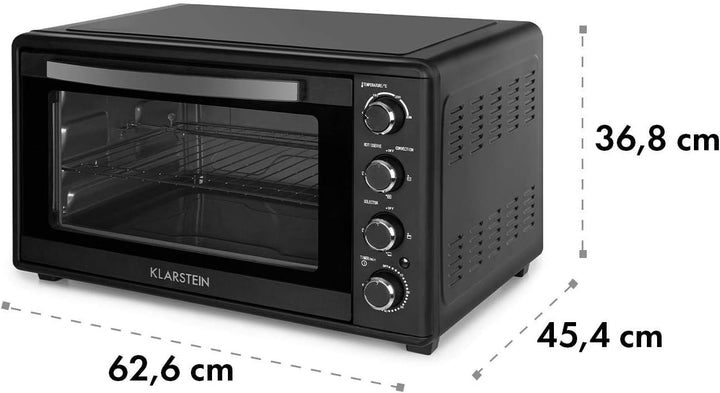 Klarstein Masterchef Minibackofen, Mini Backofen Temperatur: 100-230 °C, Ofen mit Drehspiess, Umluft