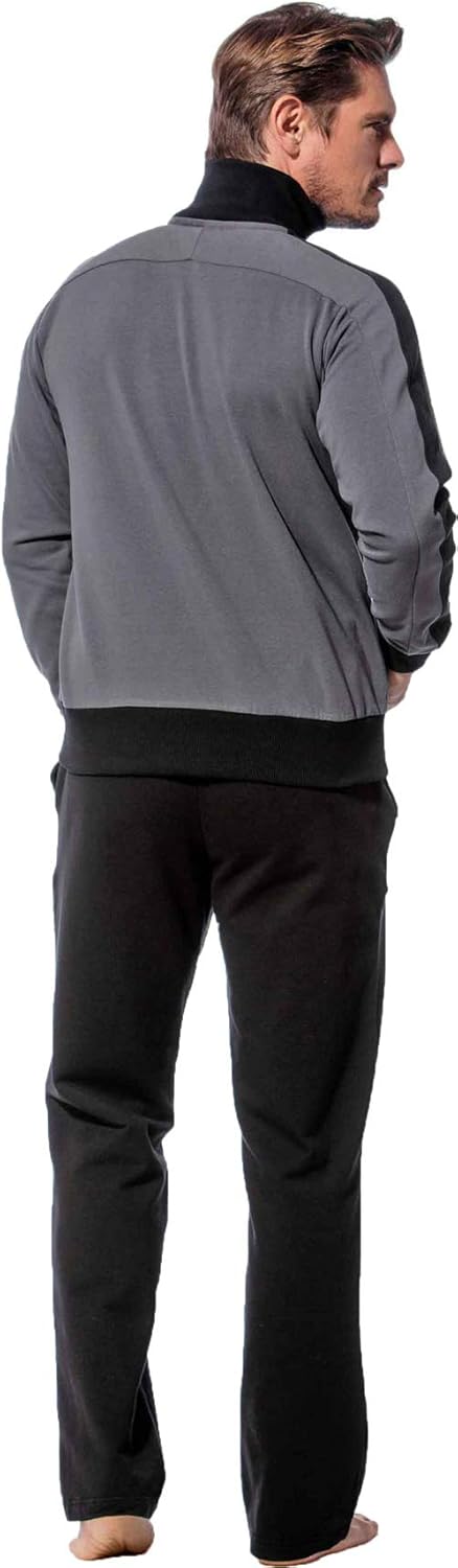 Morgenstern Hausanzug Herren Set Trainingsanzug Freizeitanzug Baumwolle 2-teilig langarm Jacke lange