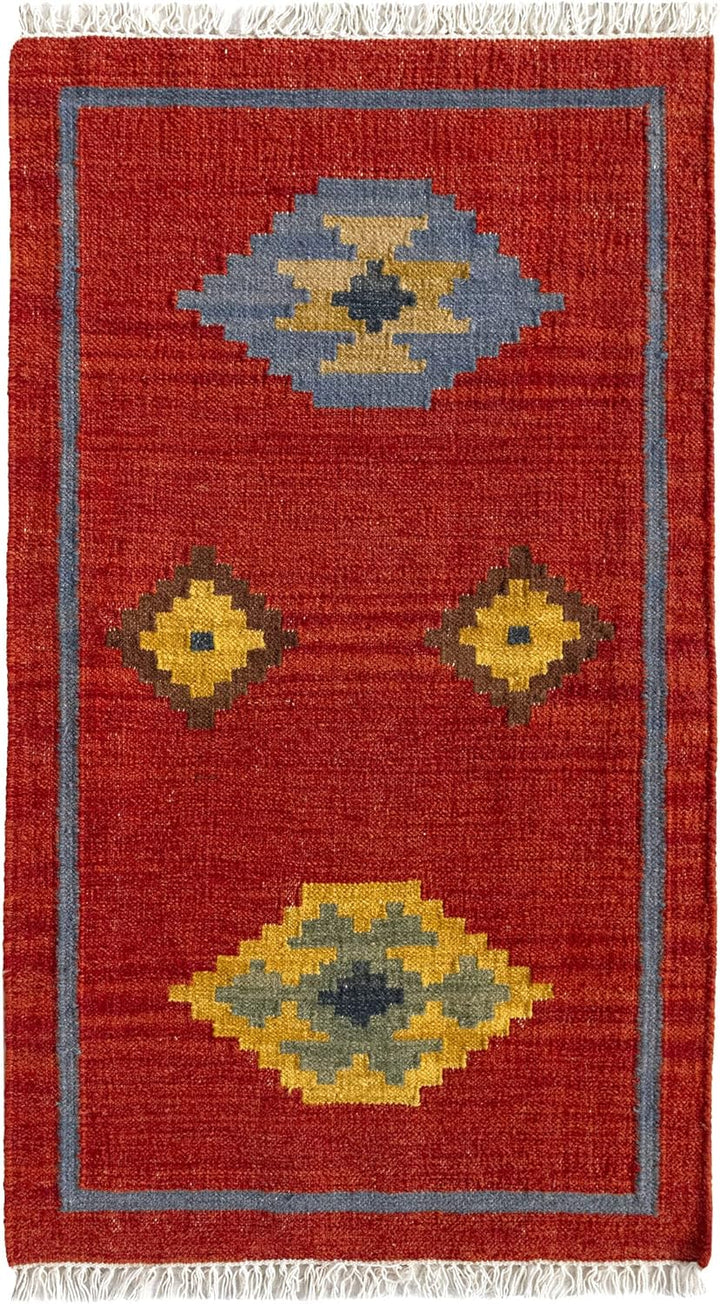 HAMID - Kelim Teppich Lori mit Geometrischem Oriental Design, Kelim Teppich 100% Wolle, Handgeknüpft
