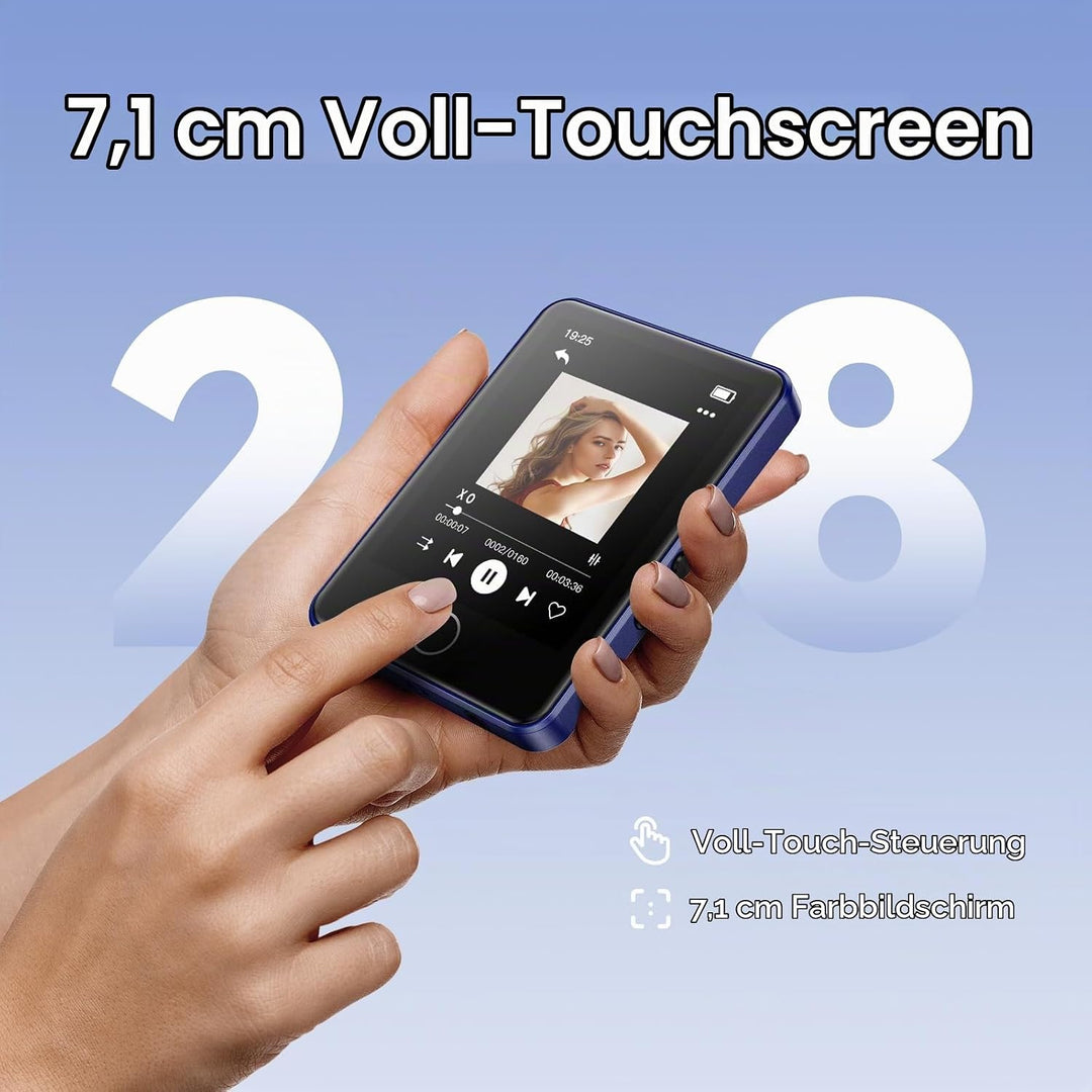 AGPTEK 64GB MP3 Player Bluetooth 5.3 mit 2,8 Zoll Full-Touchscreen, Tragbarer HiFi Musik mit Lautspr
