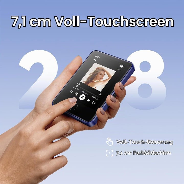 AGPTEK 64GB MP3 Player Bluetooth 5.3 mit 2,8 Zoll Full-Touchscreen, Tragbarer HiFi Musik mit Lautspr