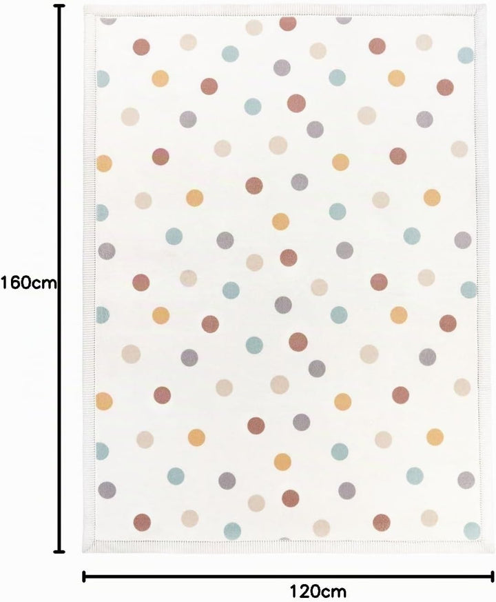 TT Home Waschbarer Teppich Krabbelmatte Babyzimmer Kinder rutschfest Flauschig Punkte, Farbe:Blau Ge