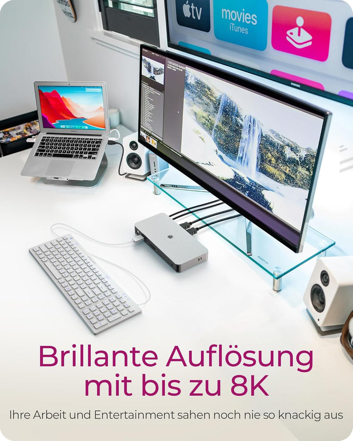 ICY BOX USB4 Docking Station (10-in-1) für 2 Monitore (2x HDMI 2.1), 4K 120Hz / 8K 60Hz, 4x USB HUB,