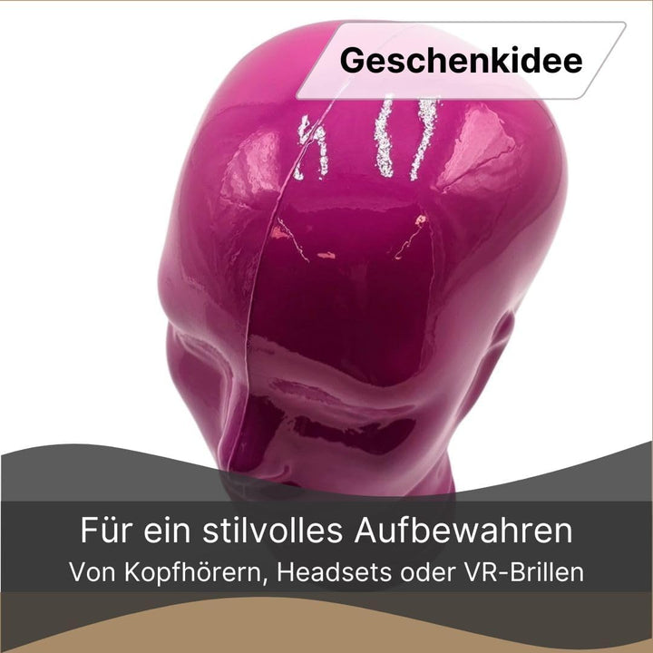 Glaskopf Ständer für Kopfhörer, Headset & VR-Brille – Dekorativer Kopf aus Glas – Design Kopfhörerha